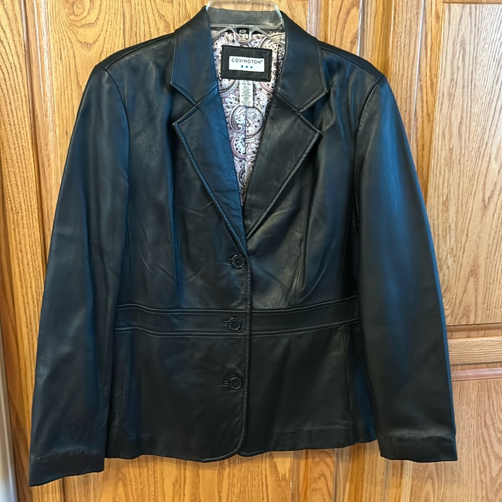 Covington soft leather jacket in dark brown